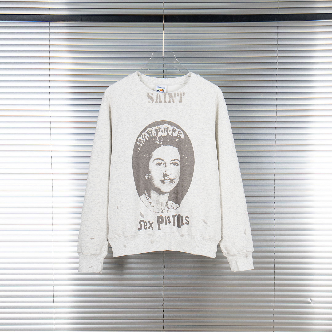 Streetwear Brand Vintage - 25fw Saint Co-Brand Sweatshirt mit Queen-Porträt-Print,